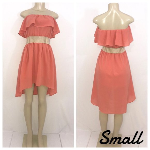 Peach Orange Strapless Hi Lo Dress - Picture 5 of 5